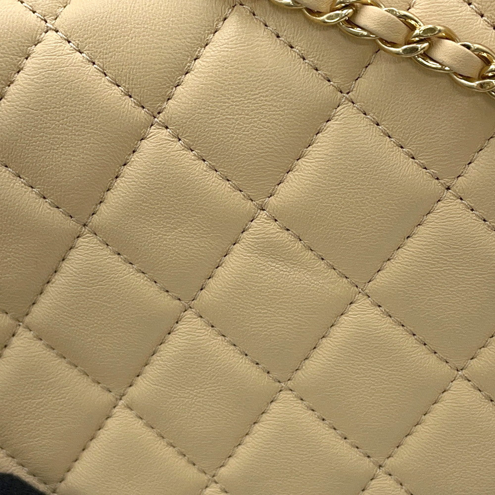 CHANEL Matelasse ChainShoulder Bag Beige Lambskin
