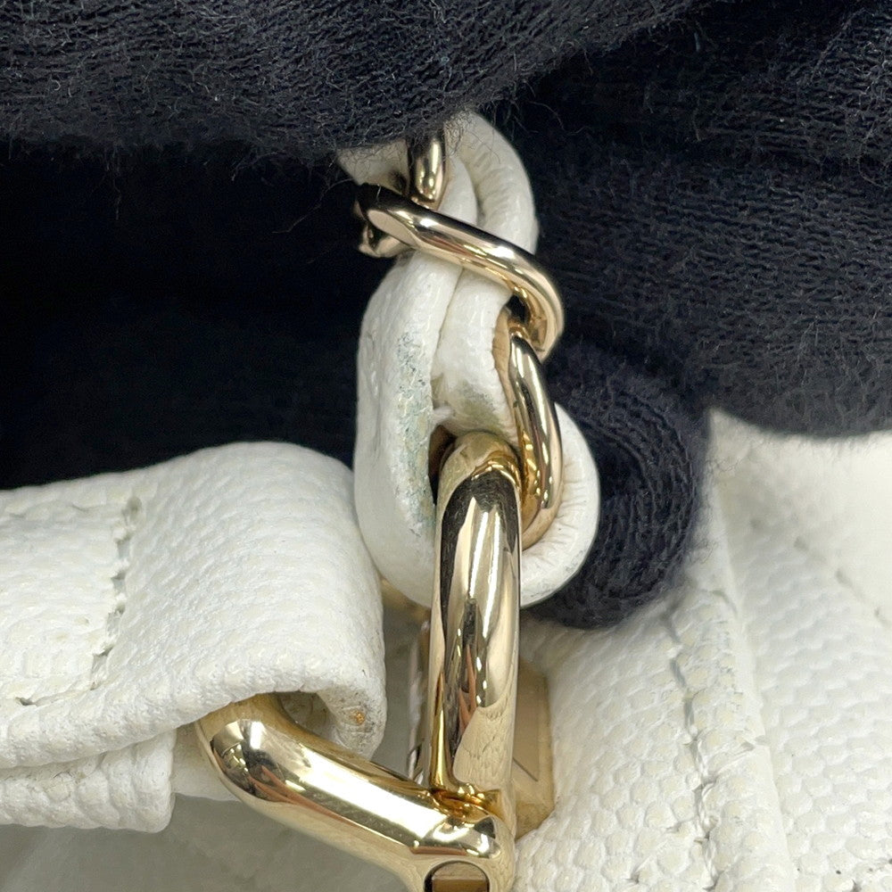 CHANEL Matelasse Top Handle Chain Vanity Bag WhiteAS3171 Caviar Leather Size Small