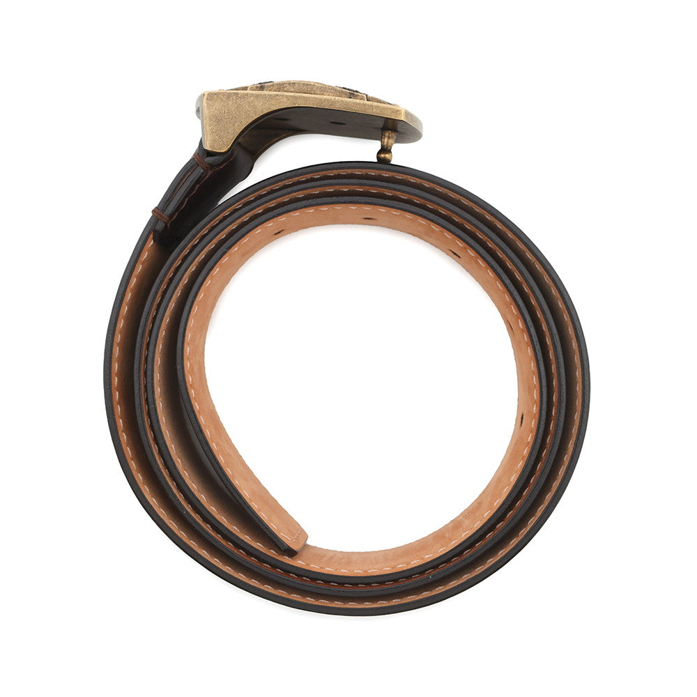 LOUIS VUITTON Utahline Exxon Belt Size 95 Brown Leather