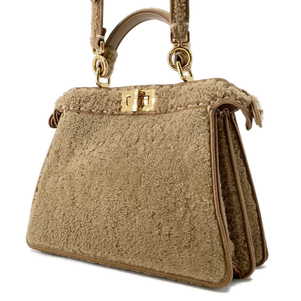 FENDI Peekaboo Icy You Brown8BN327 Mouton Size Small