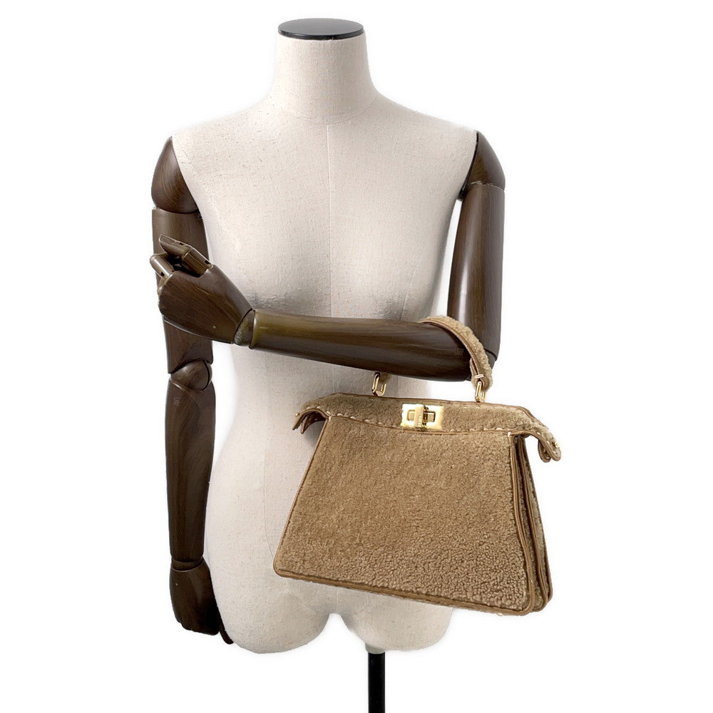 FENDI Peekaboo Icy You Brown8BN327 Mouton Size Small