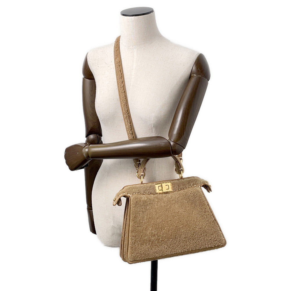 FENDI Peekaboo Icy You Brown8BN327 Mouton Size Small