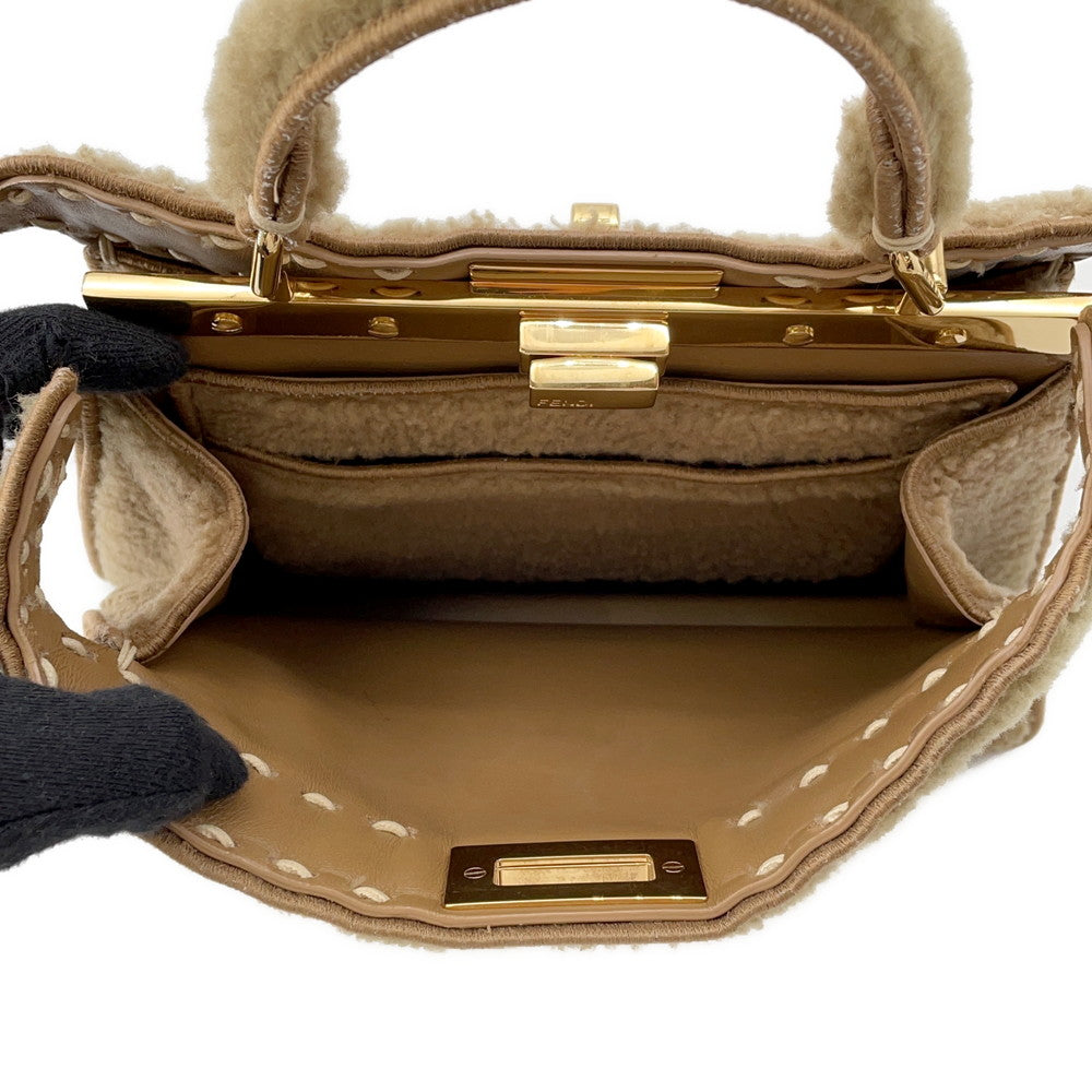FENDI Peekaboo Icy You Brown8BN327 Mouton Size Small