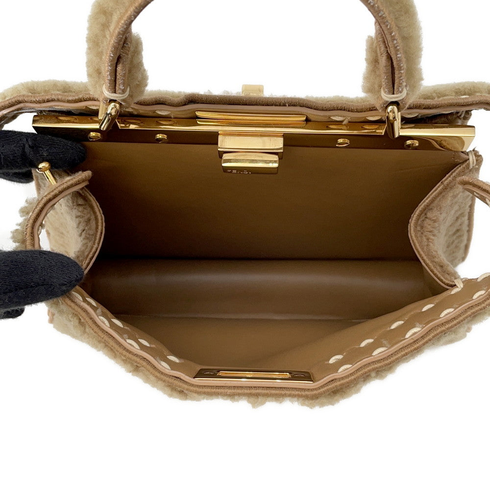 FENDI Peekaboo Icy You Brown8BN327 Mouton Size Small