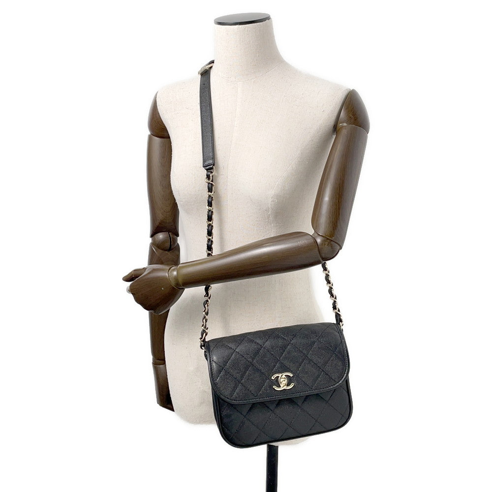 CHANEL Matelasse messenger bag BlackAS2447 Caviar Leather Size Small