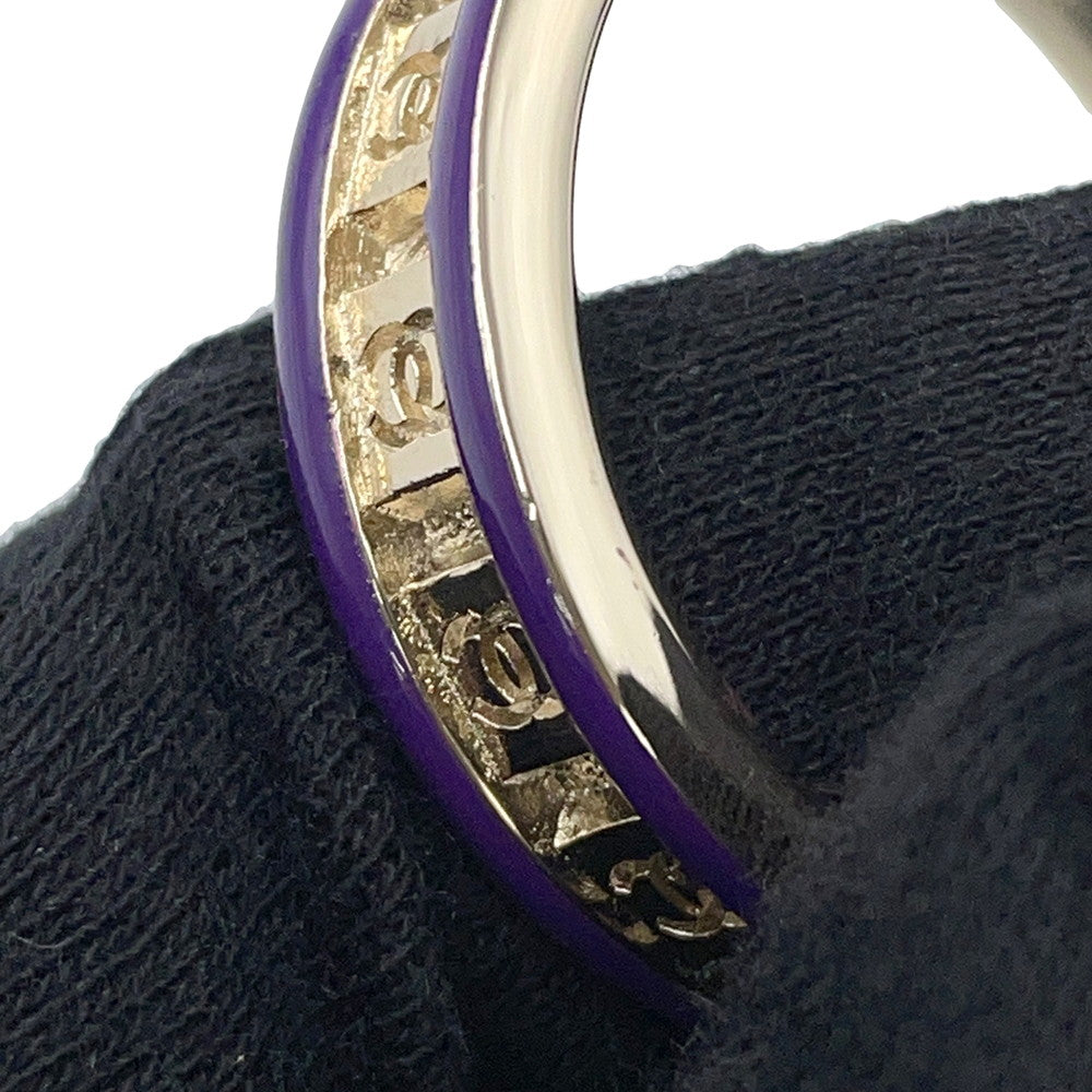 CHANEL CC Logo Hoop Earrings Purple Metal Enamel