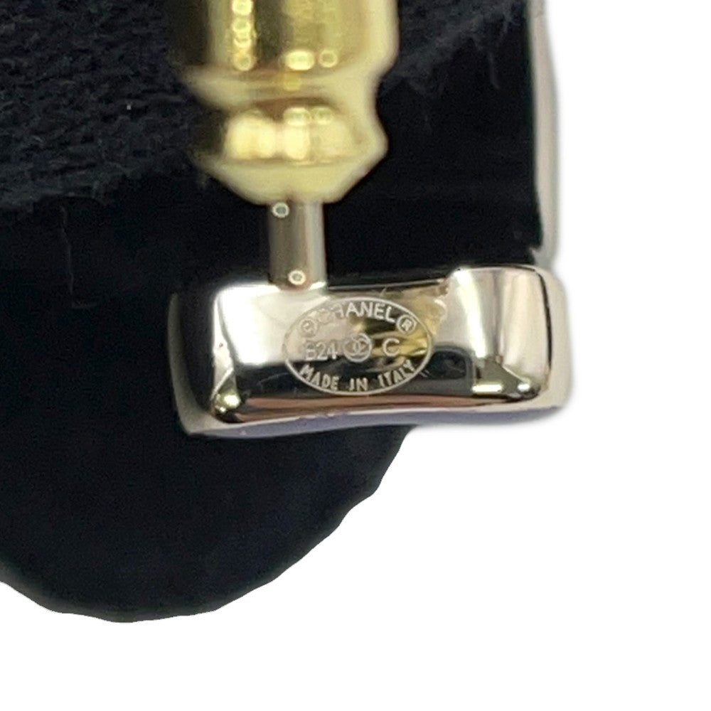 CHANEL CC Logo Hoop Earrings Purple Metal Enamel