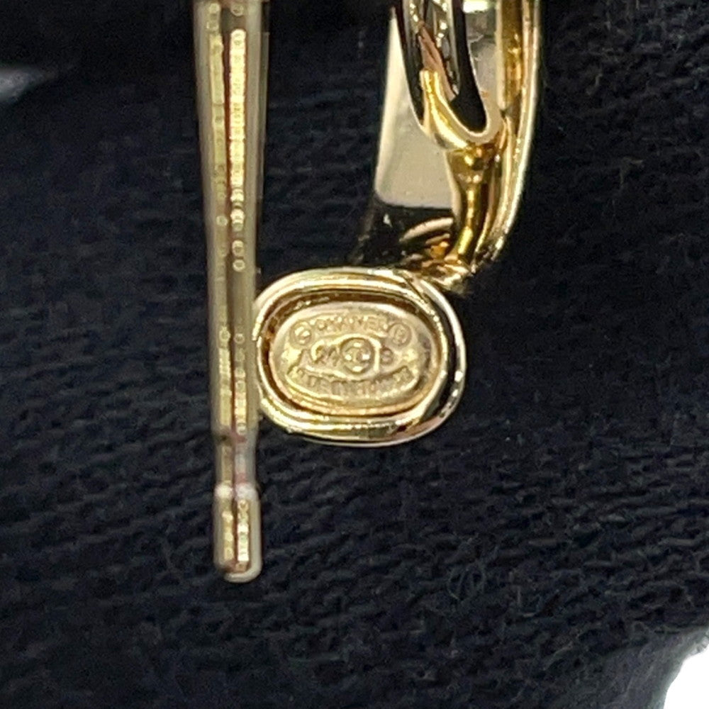 CHANEL CC Logo Hoop Drop Motif Earrings Metal Resin