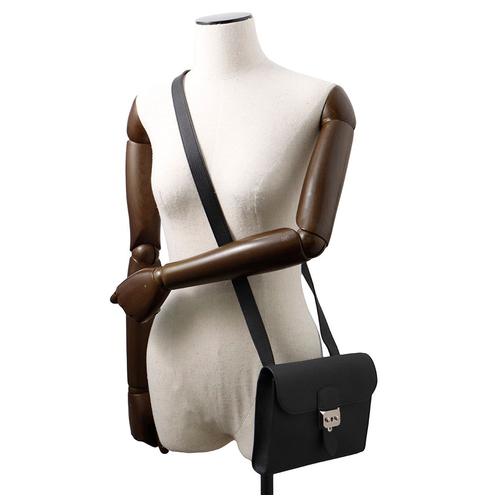 HERMES Sac A Depeches Shoulder Bag Black Togo Leather Size 21