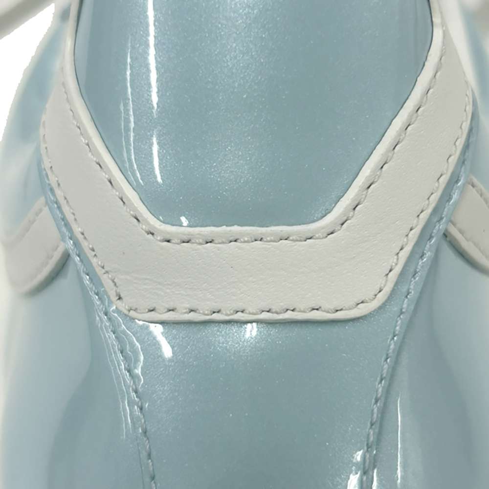 LOUIS VUITTON Time Out Line Monogram Sneakers Blue Clair Leather Enamel Size 37H