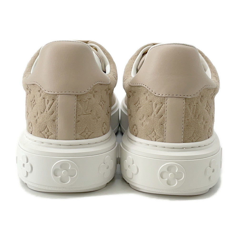 LOUIS VUITTON Time Out Line Monogram Sneakers Nude1ABR2K Suede leather Size 37H