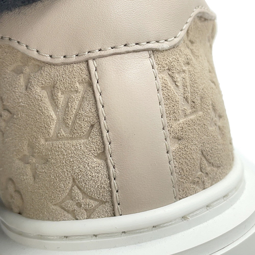 LOUIS VUITTON Time Out Line Monogram Sneakers Nude1ABR2K Suede leather Size 37H
