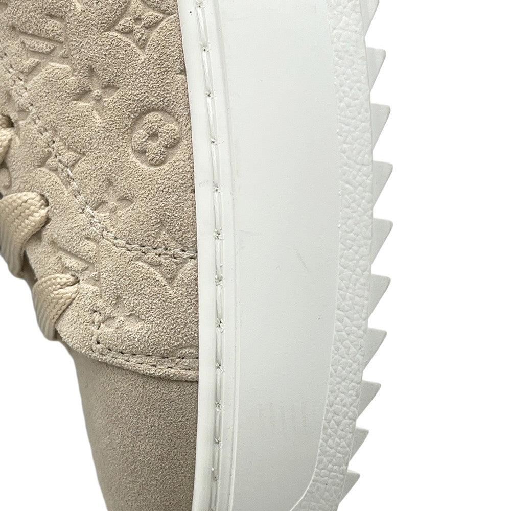 LOUIS VUITTON Time Out Line Monogram Sneakers Nude1ABR2K Suede leather Size 37H