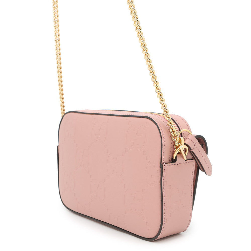 GUCCI GG Super Mini ChainShoulder Bag Pink781554 Leather