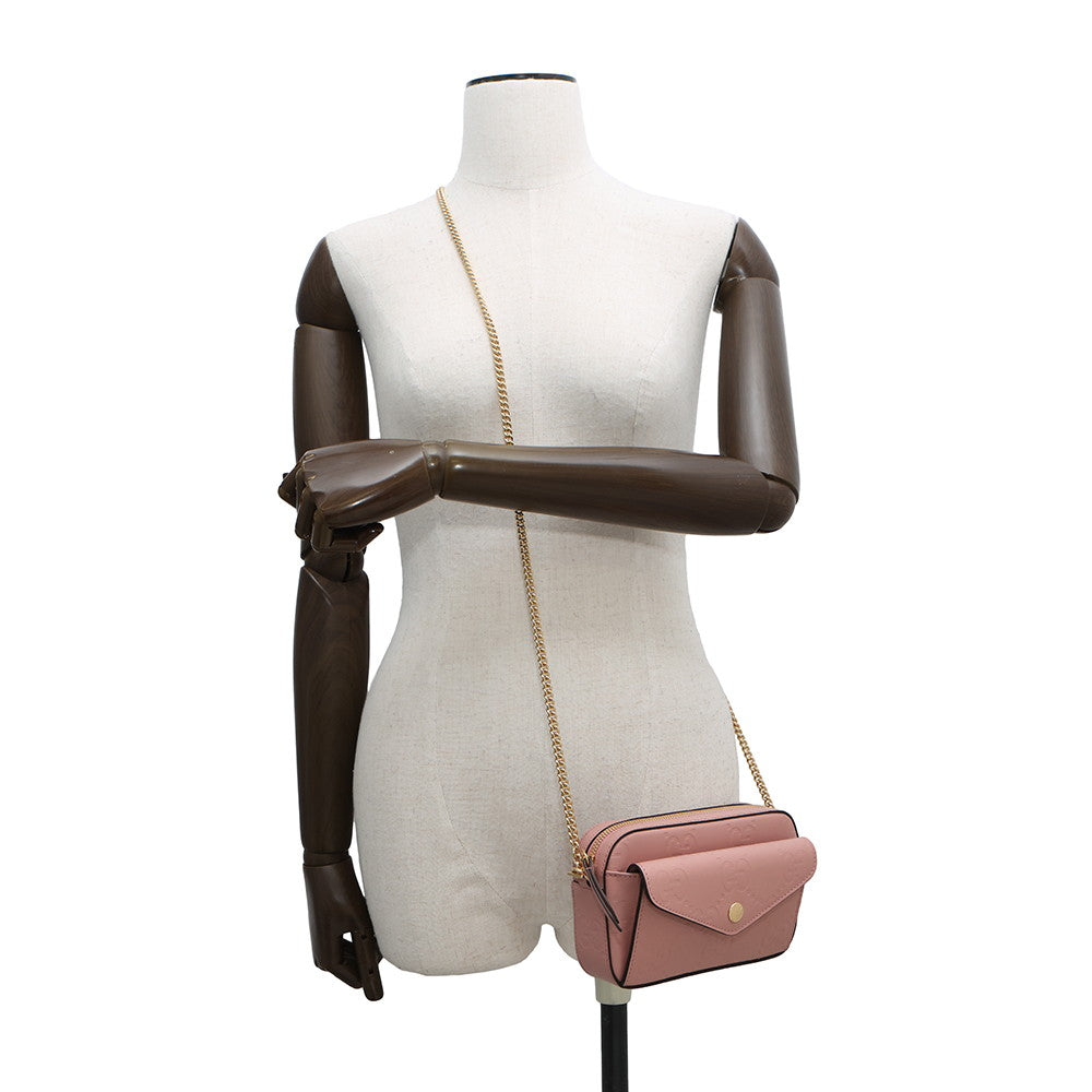 GUCCI GG Super Mini ChainShoulder Bag Pink781554 Leather