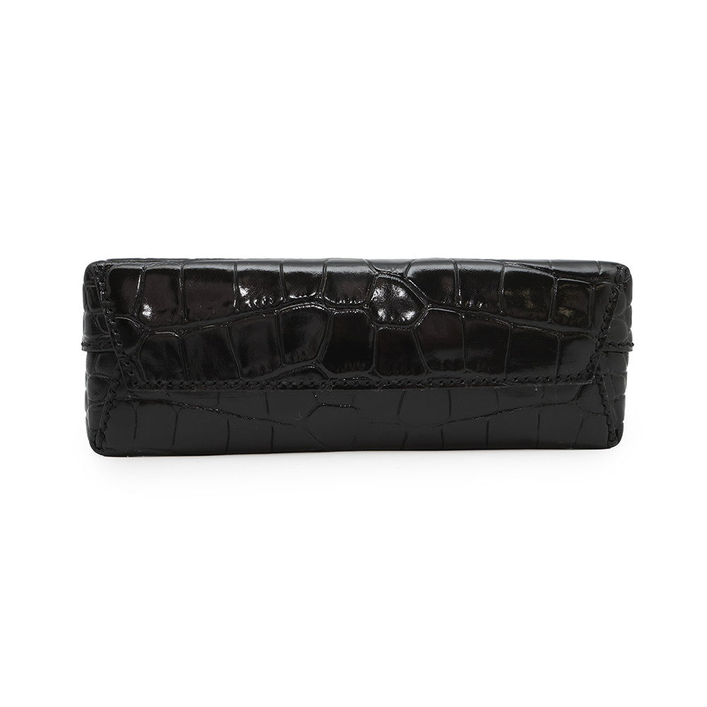 BALENCIAGA 2WAY Crocodile Embossed Shopping Tote Black757776 Embossed Leather Size XXS