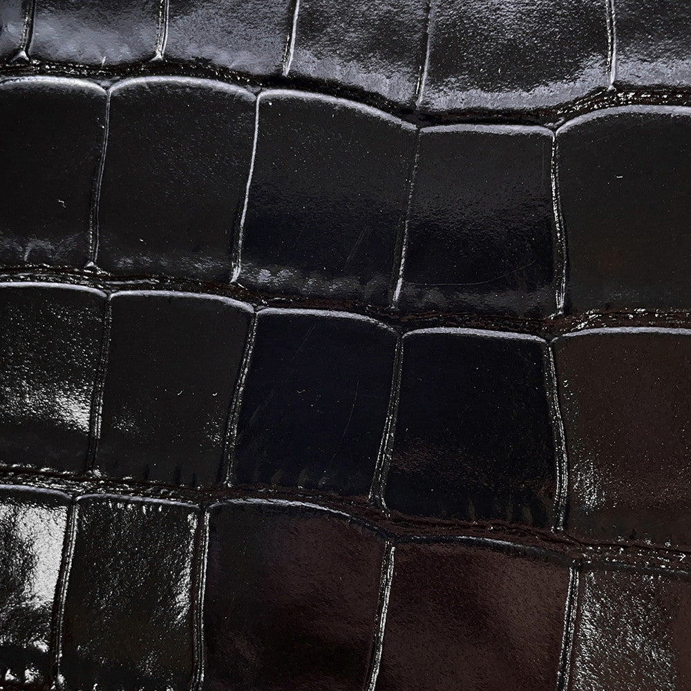 BALENCIAGA 2WAY Crocodile Embossed Shopping Tote Black757776 Embossed Leather Size XXS