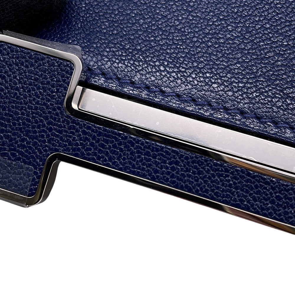 HERMES Geta Navy Chevre Myzore Goatskin