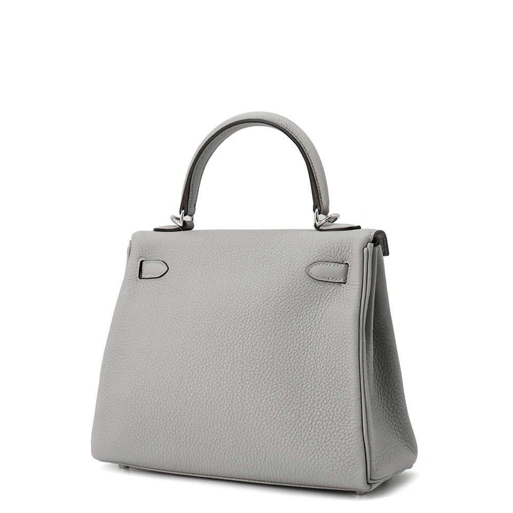 HERMES Kelly Retourne Gris Mouette Togo Leather Size 25