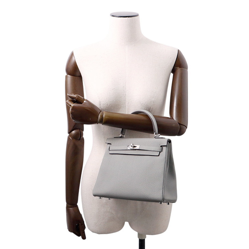 HERMES Kelly Retourne Gris Mouette Togo Leather Size 25