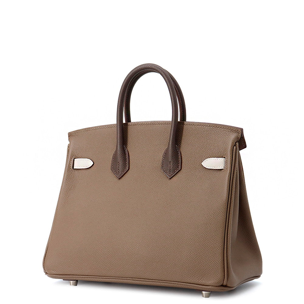 HERMES Birkin tricolor Etoupe/Grease Pail/Ebene Epsom Size 25