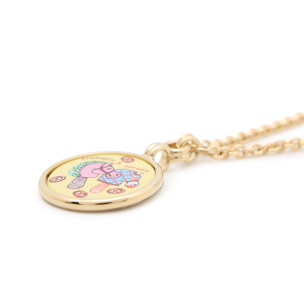 HERMES Medaille Funny Ice Cream Necklace Size PM Yellow Metal