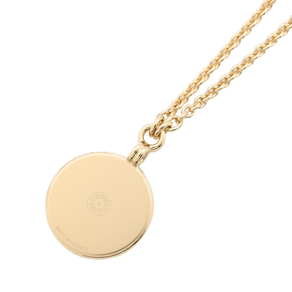 HERMES Medaille Funny Ice Cream Necklace Size PM Yellow Metal