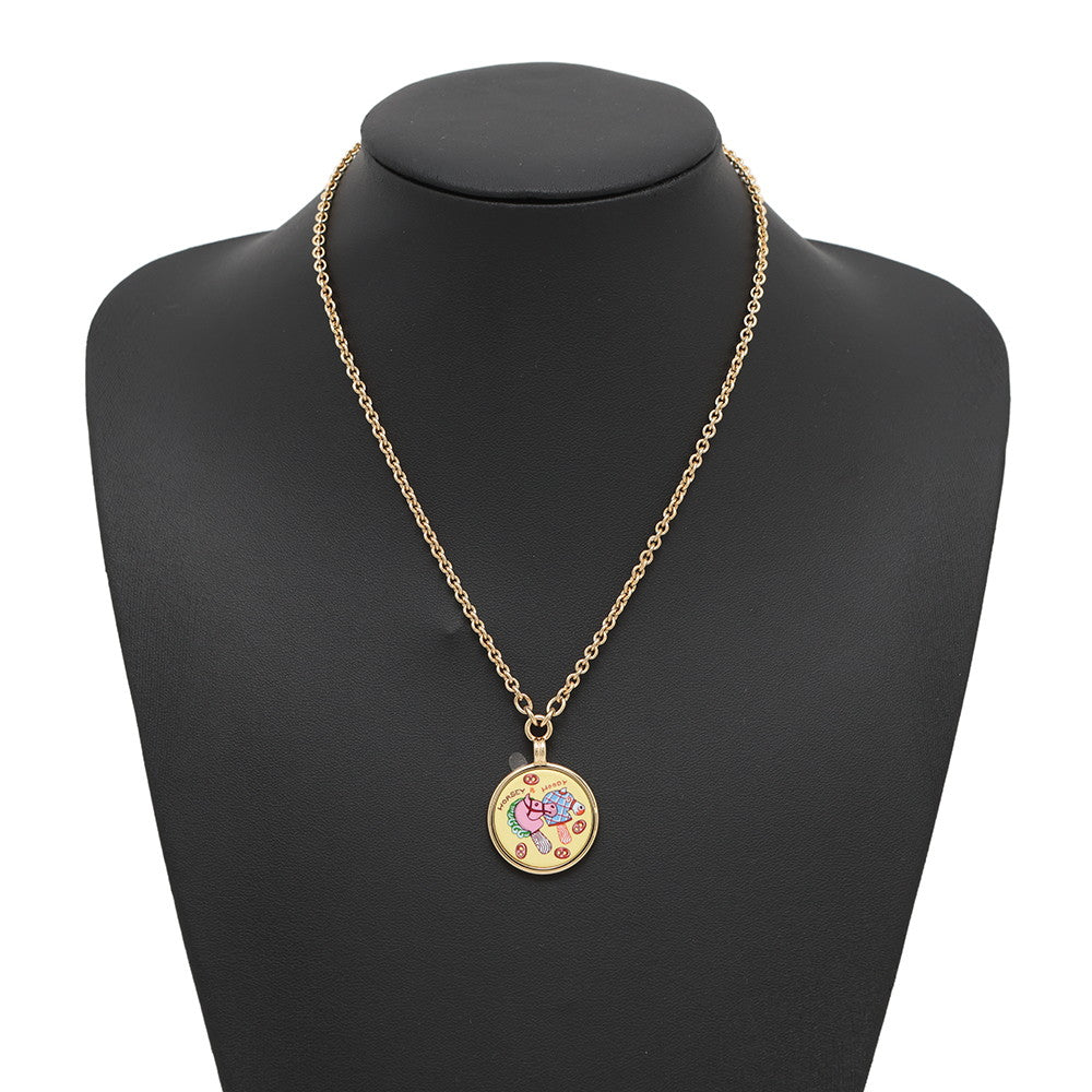HERMES Medaille Funny Ice Cream Necklace Size PM Yellow Metal