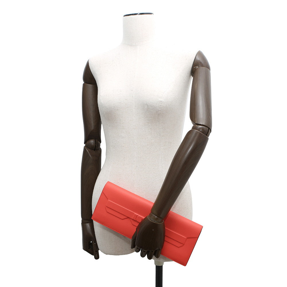 HERMES Shadow Birkin Clutch Rouge Pivoine Swift Leather
