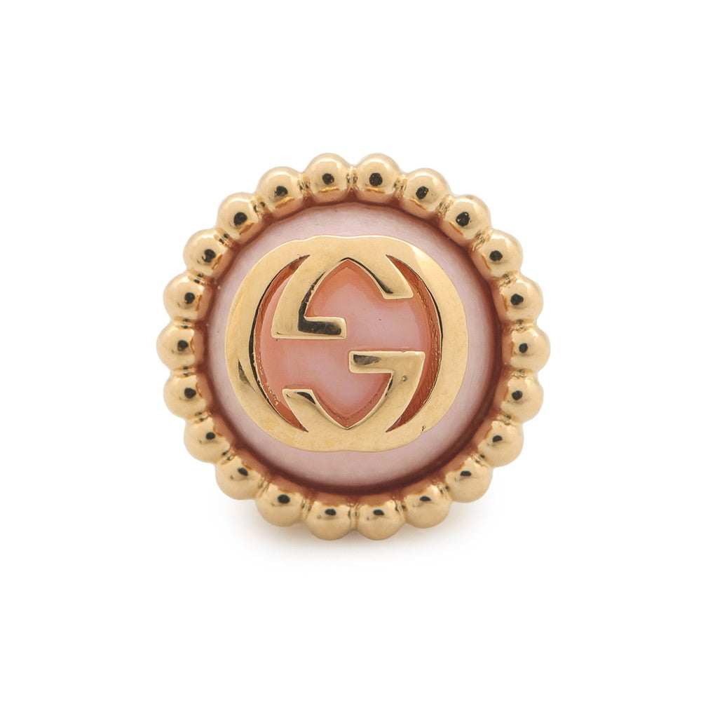 GUCCI Interlocking G 2way Single Earrings Pink Metal Rhinestone