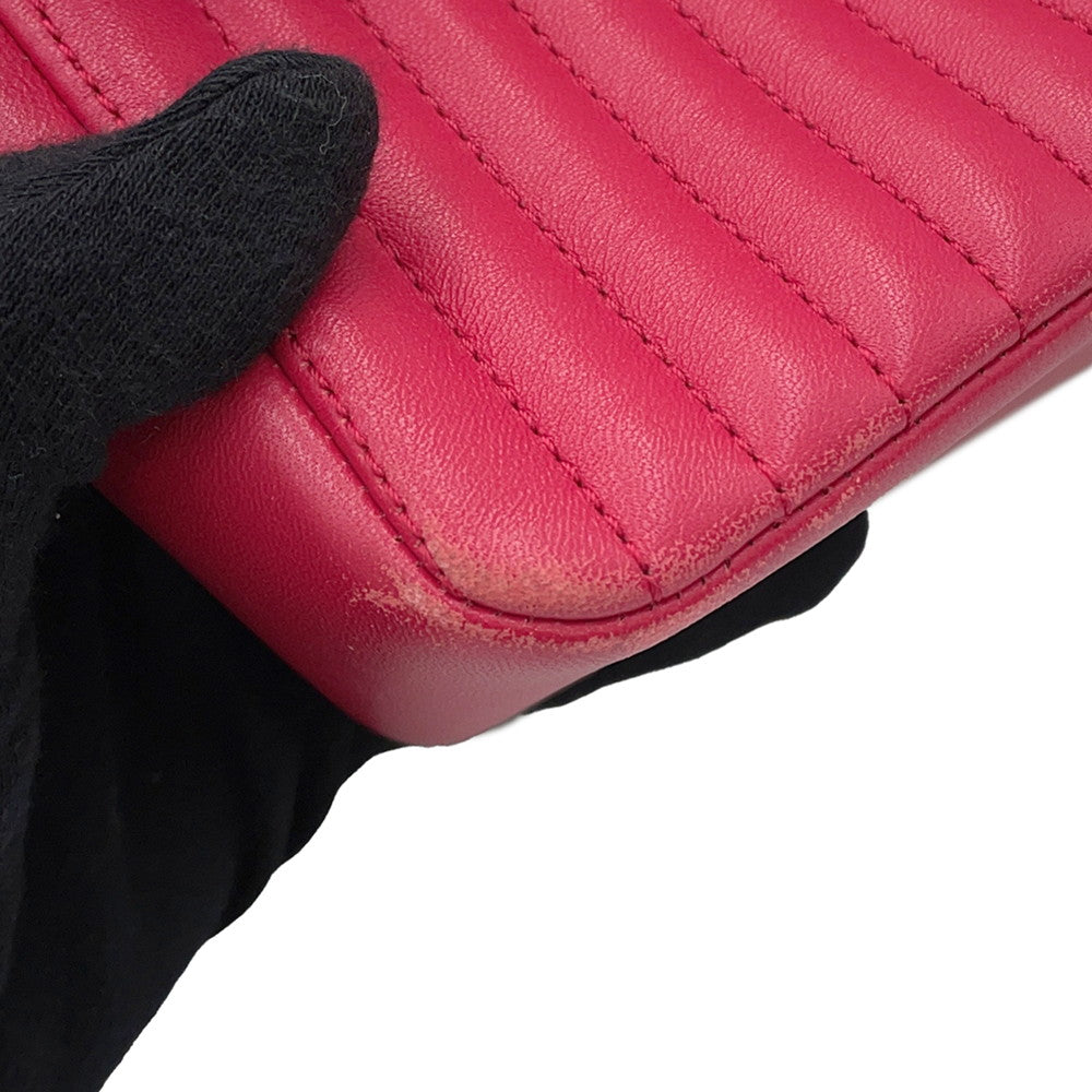 CHANEL Design Stitch ChainShoulder Bag Pink Lambskin