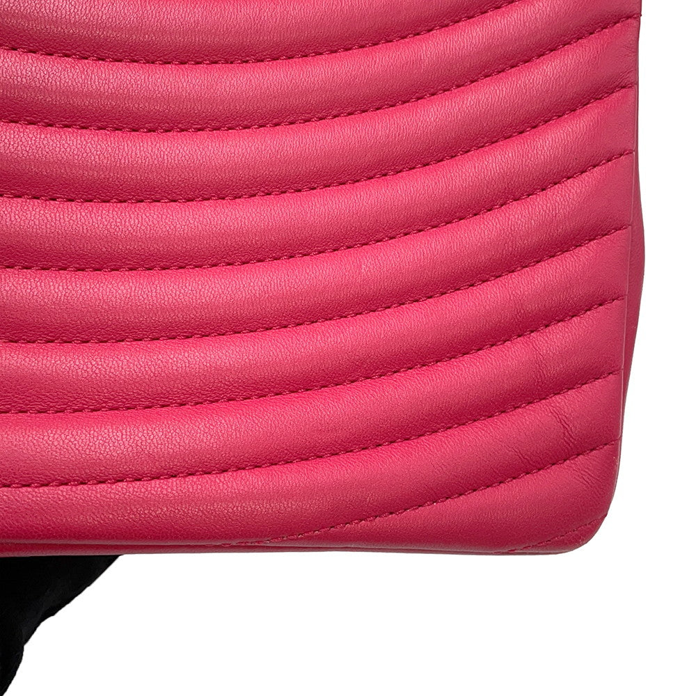 CHANEL Design Stitch ChainShoulder Bag Pink Lambskin