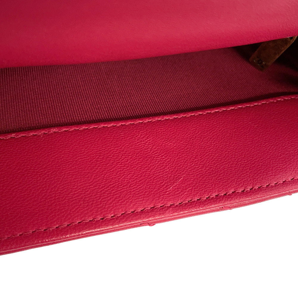 CHANEL Design Stitch ChainShoulder Bag Pink Lambskin