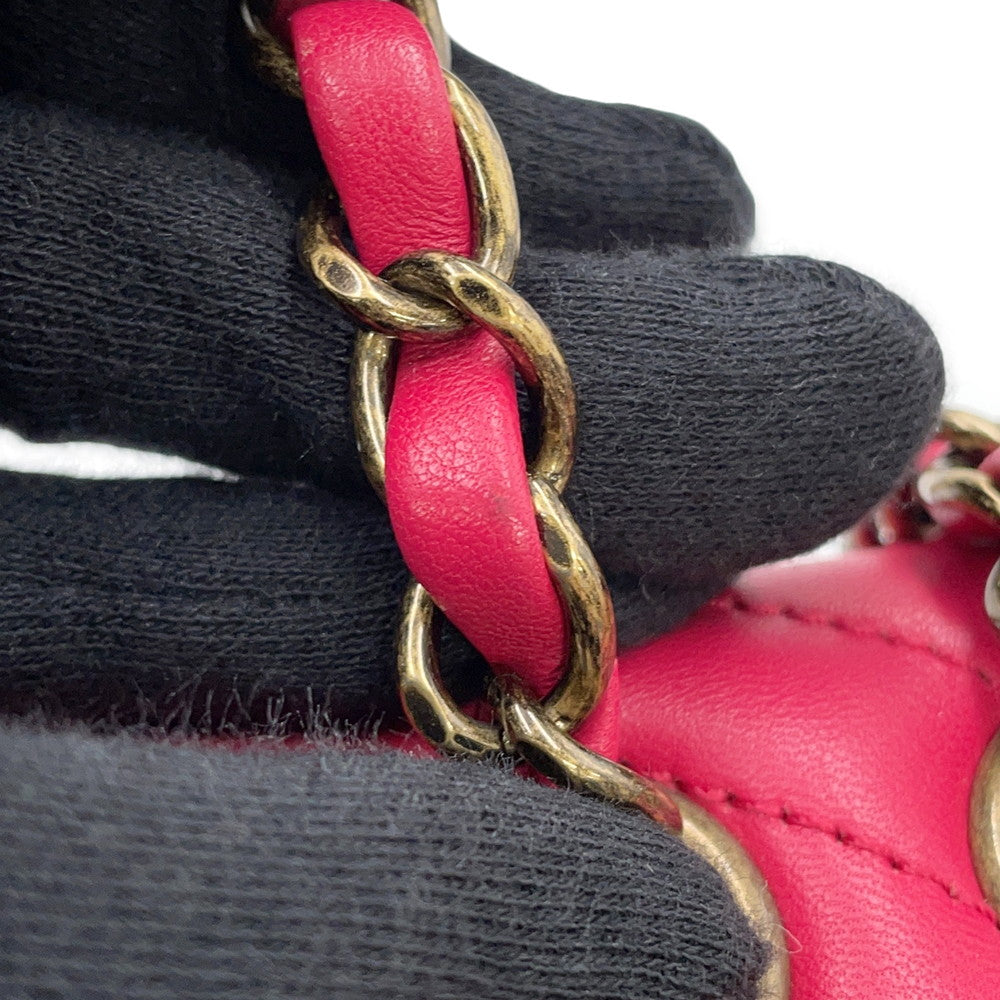 CHANEL Design Stitch ChainShoulder Bag Pink Lambskin