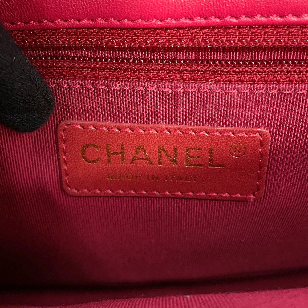 CHANEL Design Stitch ChainShoulder Bag Pink Lambskin