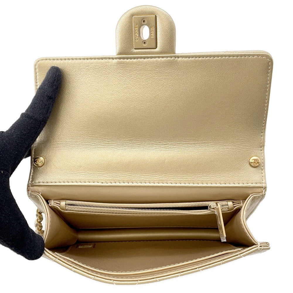 CHANEL Matelasse ChainShoulder Bag GoldAS0585 Leather