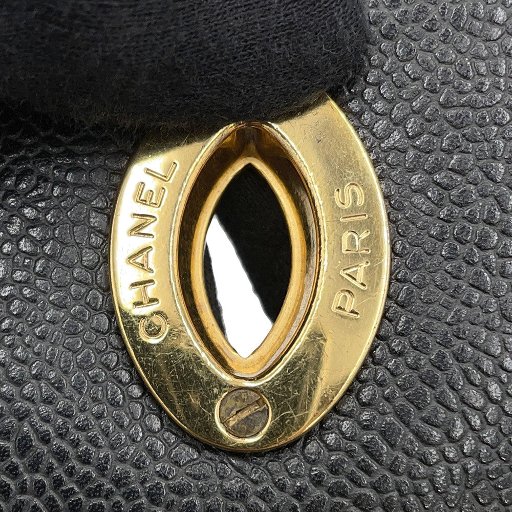 CHANEL Mademoiselle Single Flap ChainShoulder Bag Black Caviar Leather Size 30