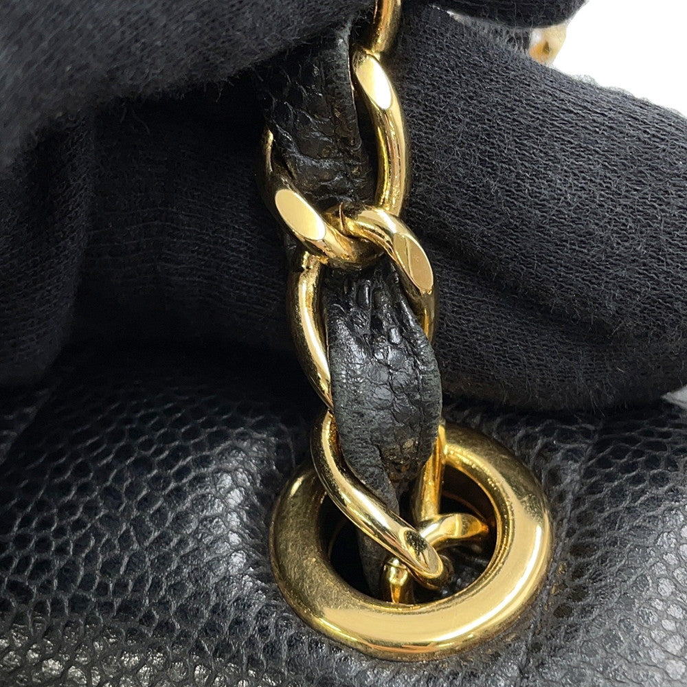 CHANEL Mademoiselle Single Flap ChainShoulder Bag Black Caviar Leather Size 30
