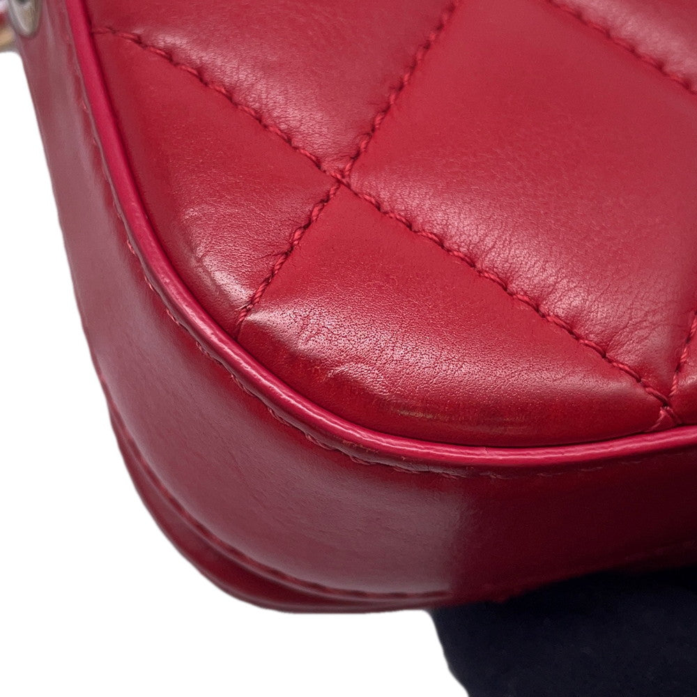 CHANEL Matelasse ChainShoulder Bag Red Lambskin