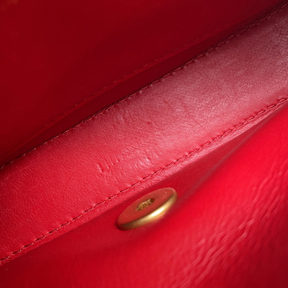 CHANEL Matelasse ChainShoulder Bag Red Lambskin