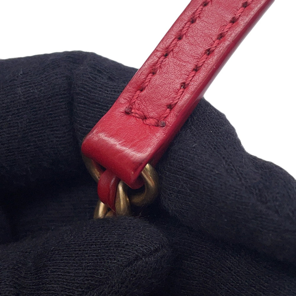 CHANEL Matelasse ChainShoulder Bag Red Lambskin