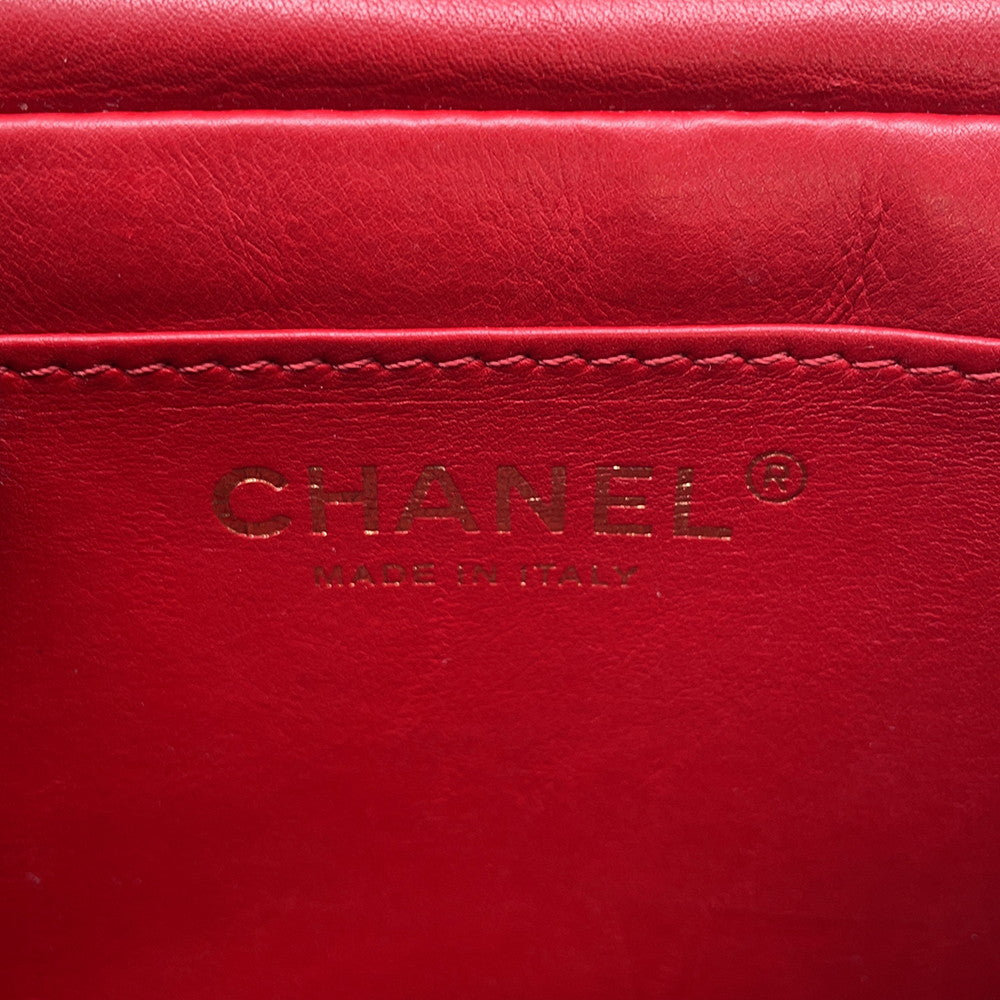 CHANEL Matelasse ChainShoulder Bag Red Lambskin