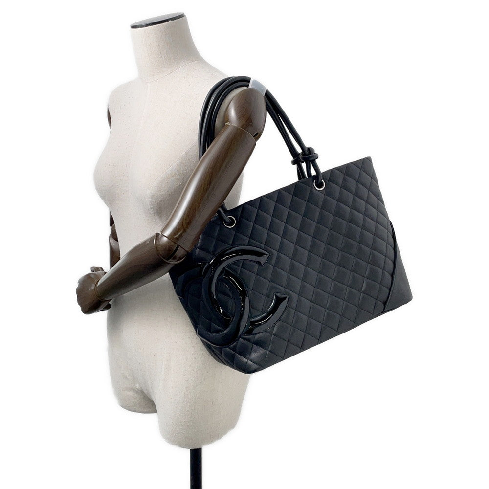 CHANEL Cambon line Tote Bag BlackA25169 Leather Size Large