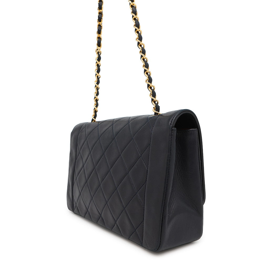 CHANEL Diana ChainShoulder Bag Navy Lambskin