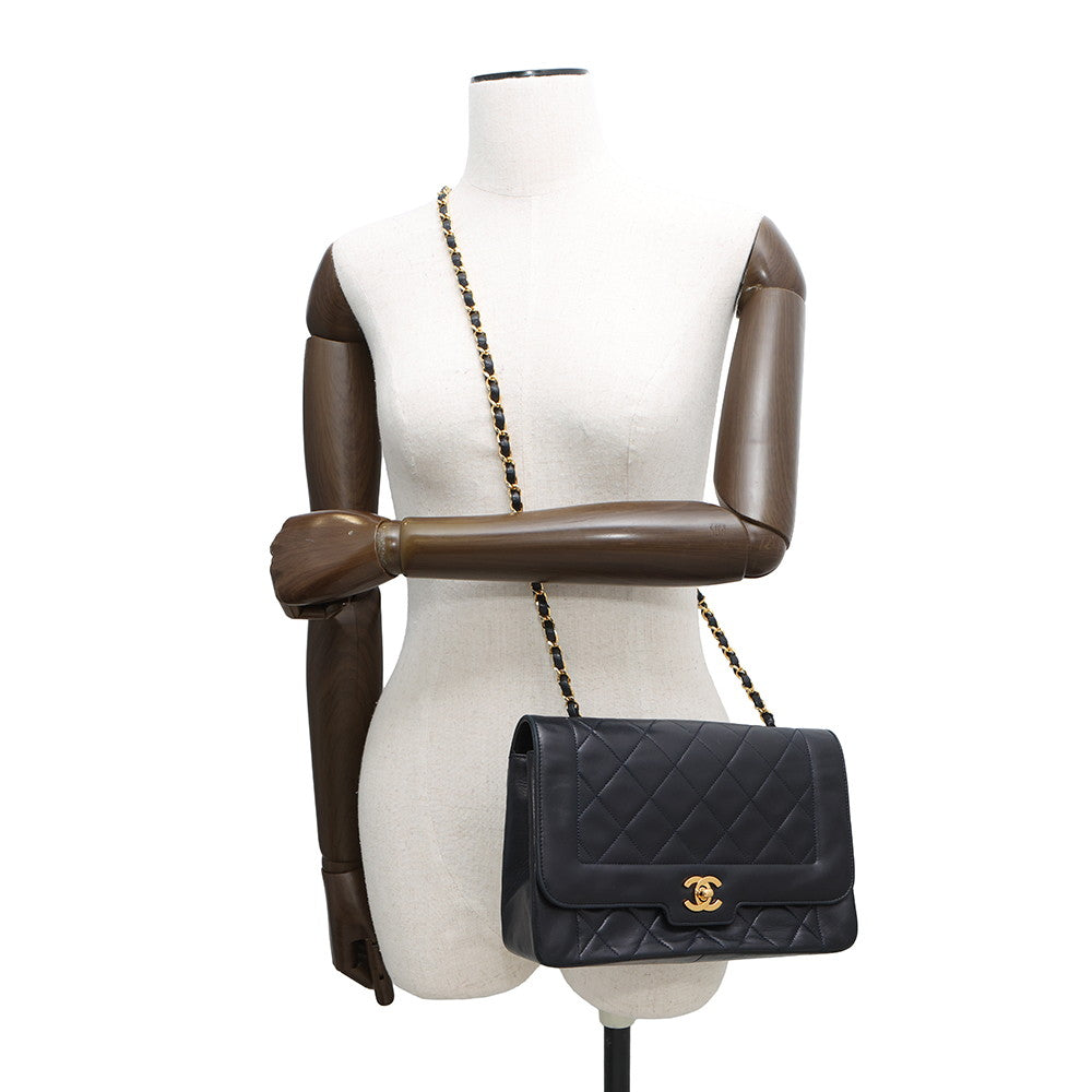 CHANEL Diana ChainShoulder Bag Navy Lambskin