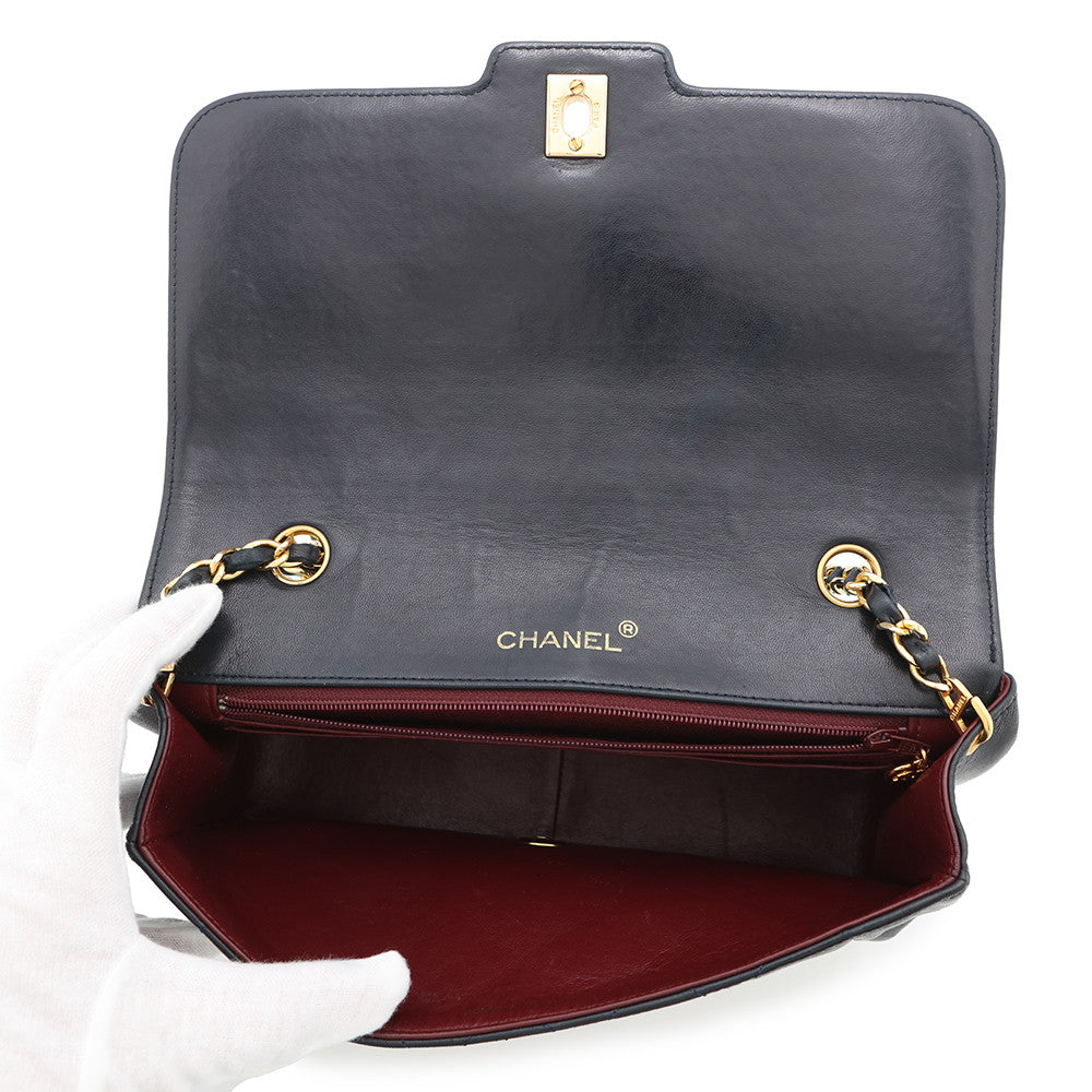 CHANEL Diana ChainShoulder Bag Navy Lambskin