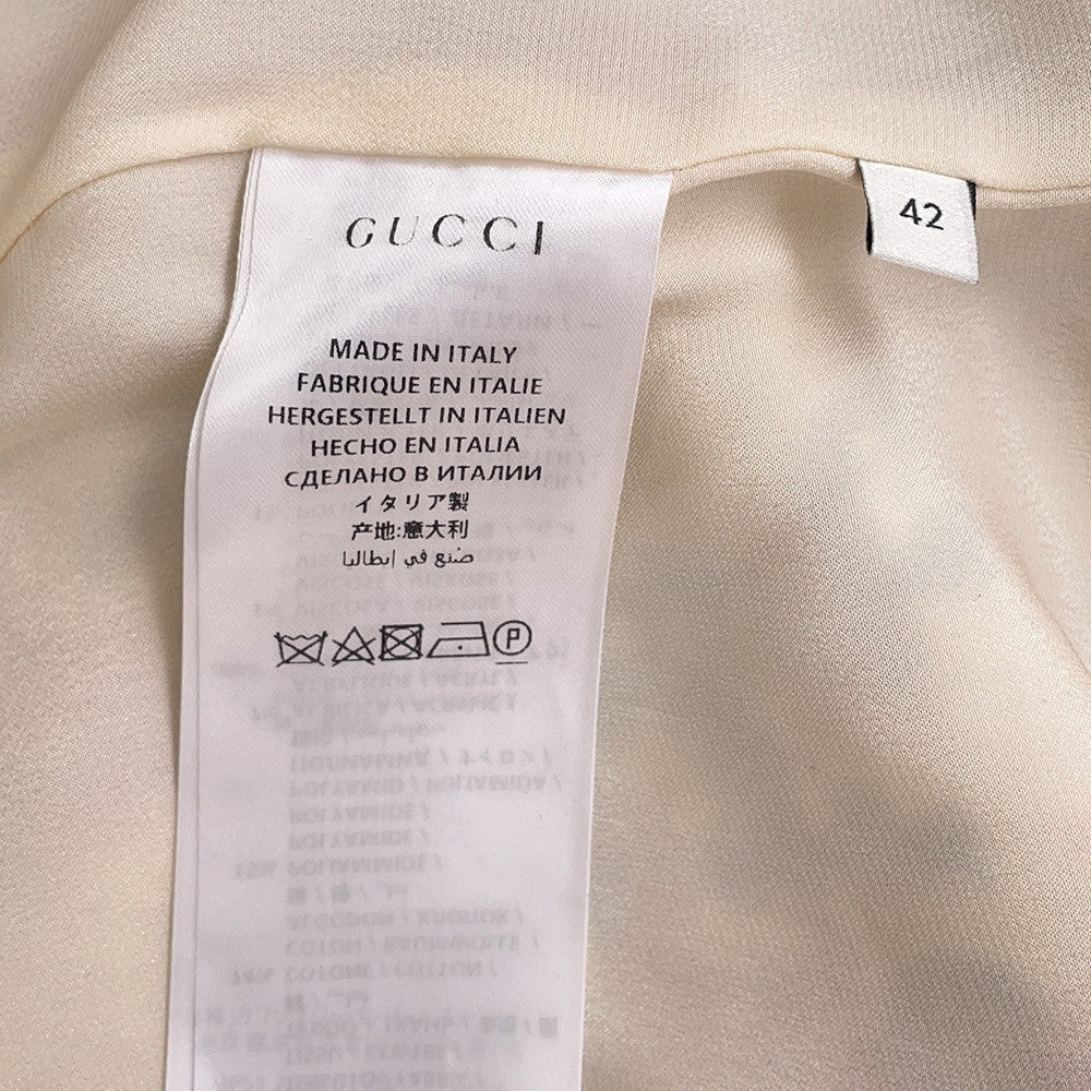 GUCCI GG No Collar Jacket Size 42 Ivory/Multicolor569926 Tweed