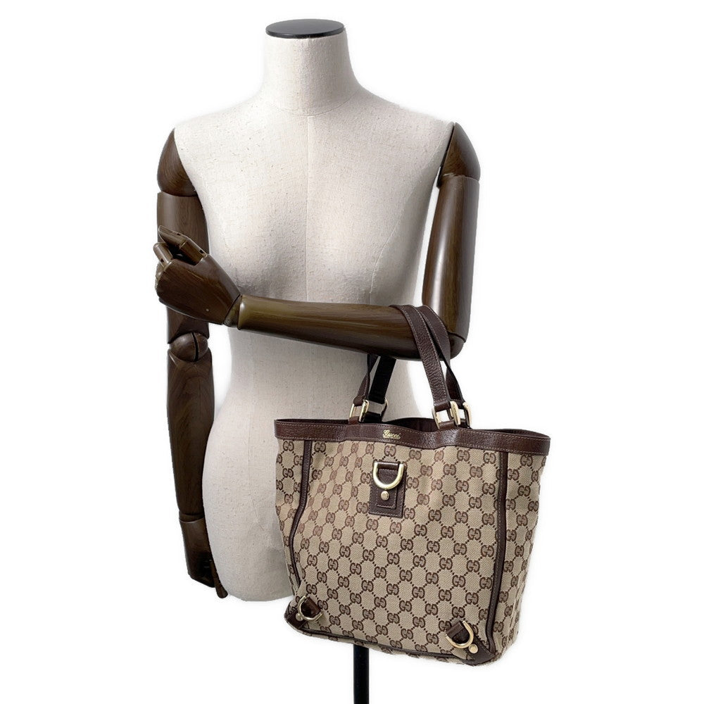 GUCCI GG Canvas Abbey Tote Bag Brown130739 Canvas Leather