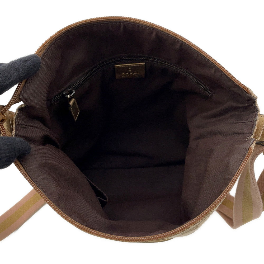 GUCCI GG Canvas Shoulder Bag Beige/Gold145857 Canvas Leather