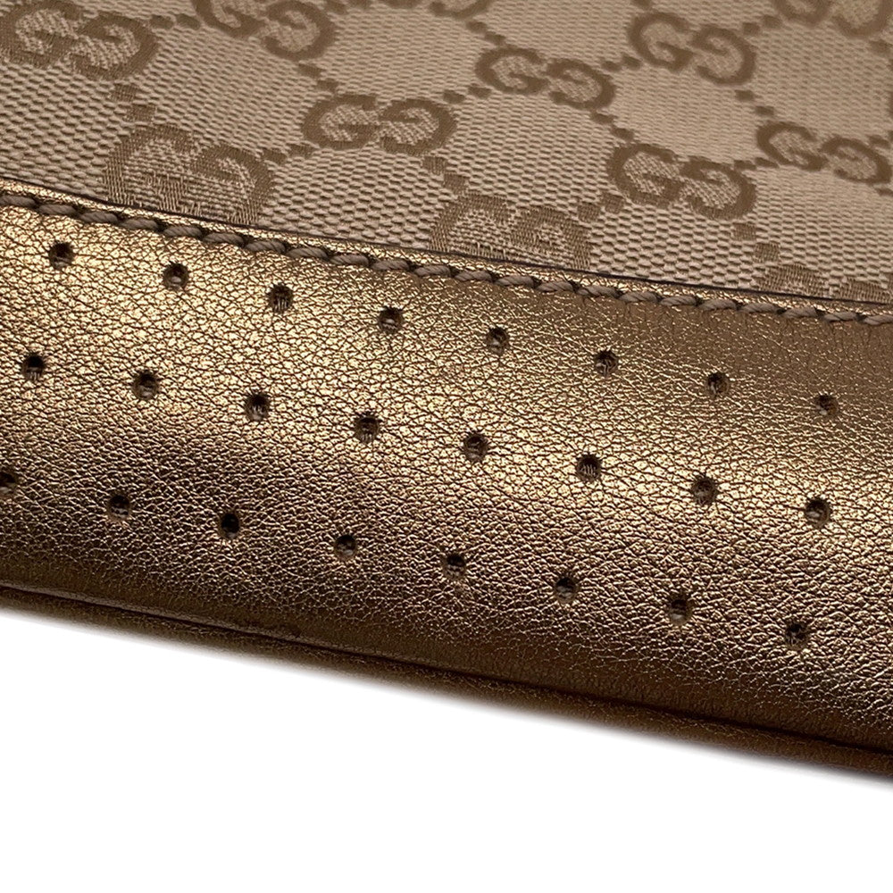 GUCCI GG Canvas Shoulder Bag Beige/Gold145857 Canvas Leather